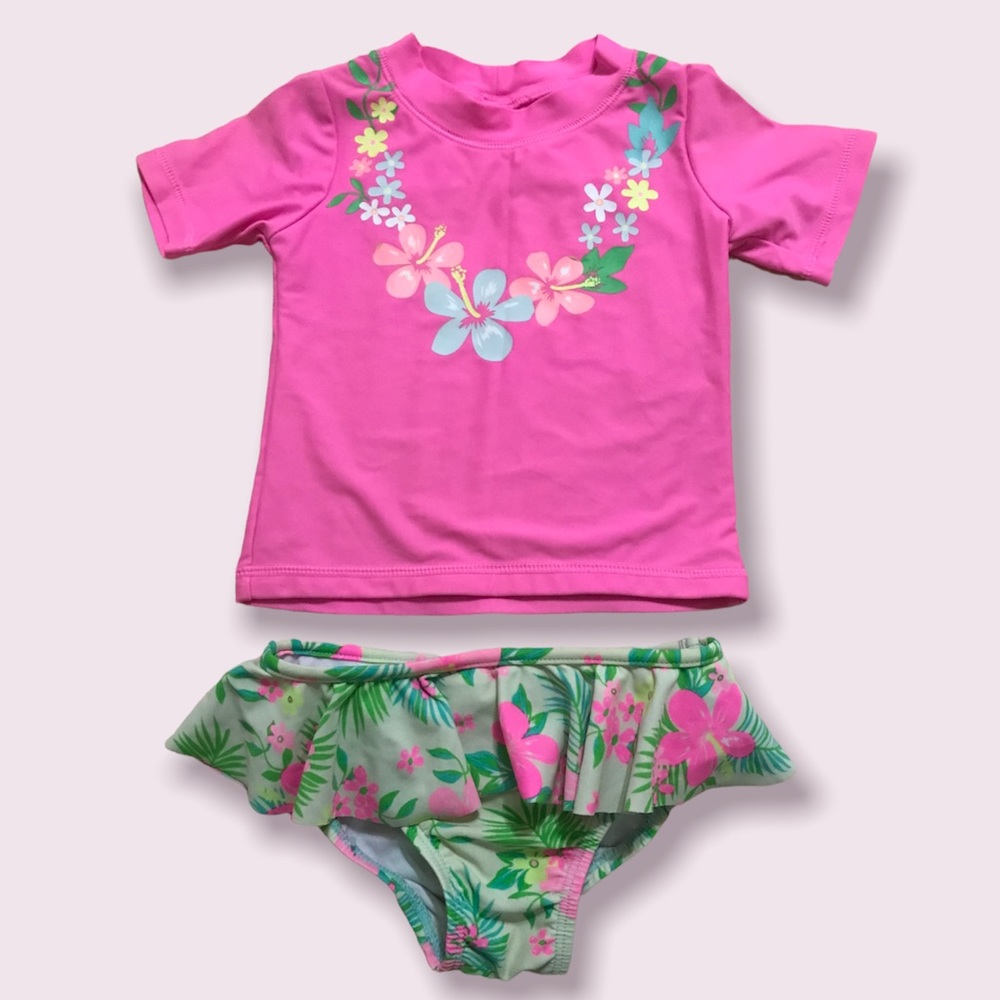 Carter’s Floral Print Two-Piece Girl Swimsuit.  Size 2T.